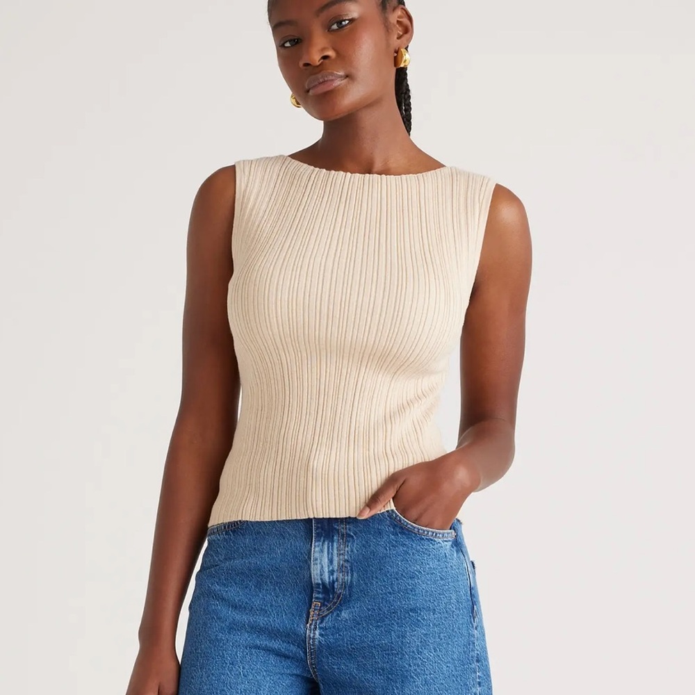 Quince Cotton Cashmere Ribbed Tank